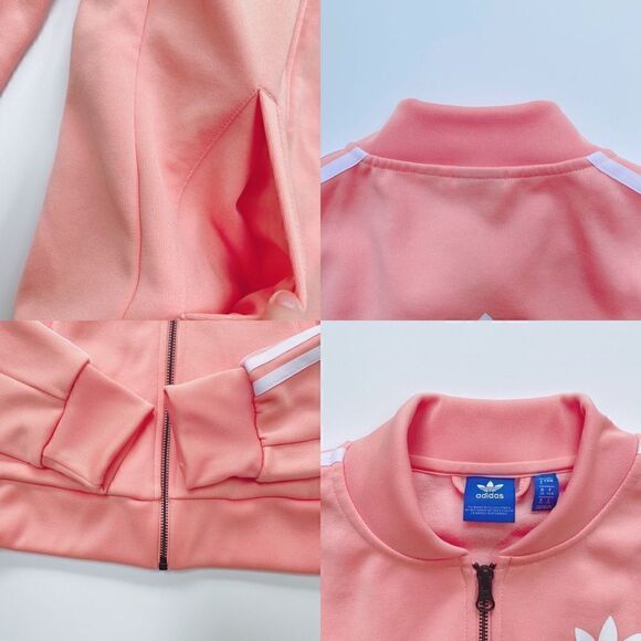 Adidas Originals Women’s Zip Up Track Jacket Light Peach Pink White 0 - Picture 10 of 12